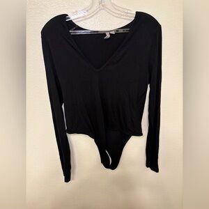 ASOS Black V-Neck Long Sleeve Bodysuit